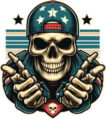 Adobe Illustrator Artwork scull rock savage attitude with cap vector illustration