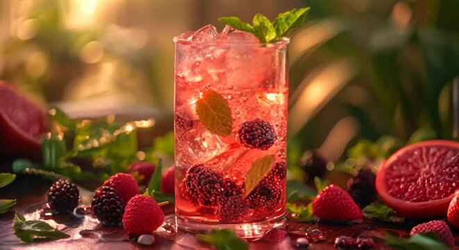 Blackberry mojito, refreshing twist, garden freshness