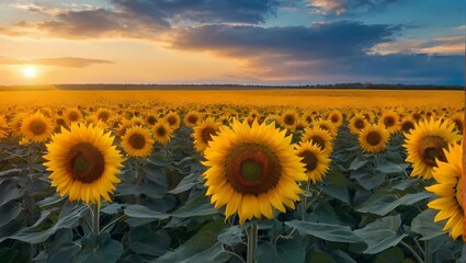A field of sunflowers stretching toward the horizon.