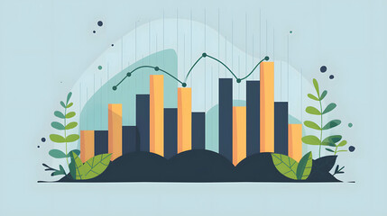 Fototapeta premium Illustrate a graph depicting the exponential growth of investment returns, financial growth and investment