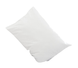 White pillow with cases after guest's use in hotel or resort room isolated with clipping path in png file format