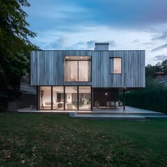 beautiful modern architect house with one floor with swimming pool and a beautiful garden