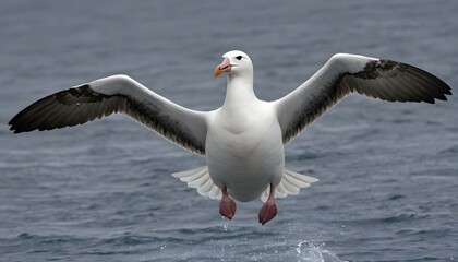 Fototapeta na wymiar An Albatross With Its Wings Spread Wide Preparing