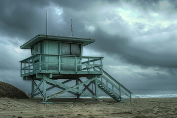  a lifeguard tower near Santa Monica in Los Angeles