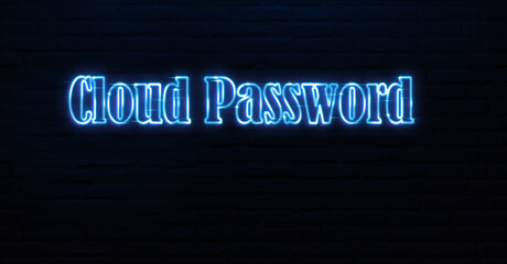 Fototapeta na wymiar Cloud Password text neon sign