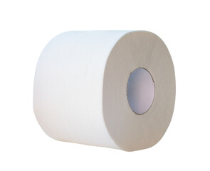 Front view or side view of tissue paper or toilet paper roll isolated on white background with clipping path