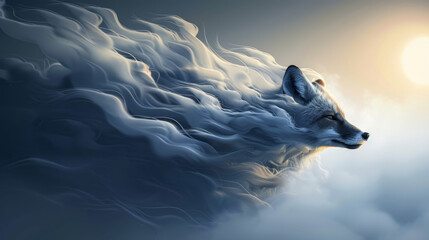 Whimsical Fox-Shaped Clouds in Golden Hour Light Gen AI