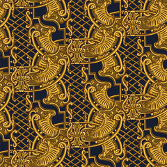 Baroque is a chic, luxurious, sophisticated seamless pattern of vignettes in the Renaissance style - 759807519