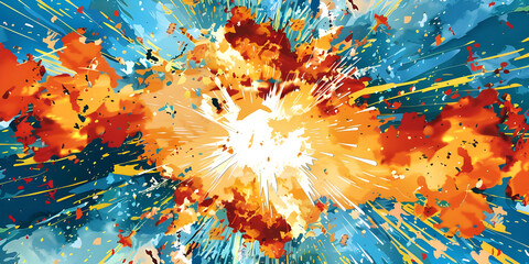 Comic book explosion background, Abstract grunge background with splashes and blot - Ai generated
