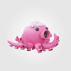 3d cute octopus icon rendering