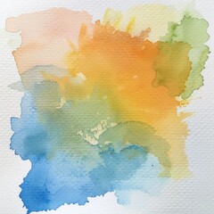 Warm autumn-inspired watercolor stain, merging yellow, orange, and blue tones for seasonal artwork.