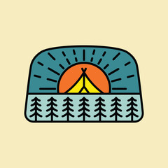 Camping with sunshine graphic illustration vector art t-shirt design
