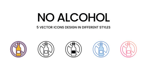 No Alcohol icons set vector illustration. vector stock,