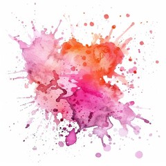 Abstract watercolor splash in pink and purple shades, with hints of orange for a lively artistic composition.
