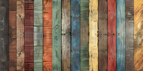 Colorful wood plank wall texture background for interior or exterior design - Ai Generated