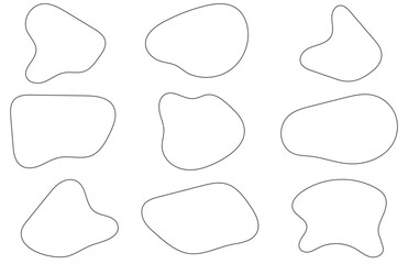  Organic blobs set icon. Random shapes cube drop