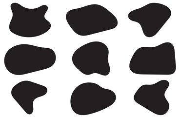  Organic blobs set icon. Random shapes cube drop