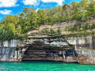 Pictured Rocks National Lakeshore hugs the south shore of Lake Superior in Michigan’s Upper...