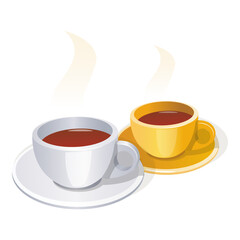 Coffee or Tea in qa pair of Cups vector illustration