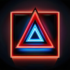 Crimson Geometry: Exploring the Artistry of Red Neon Triangles(Generative AI)