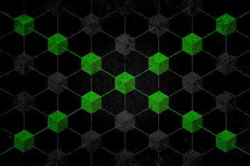 Blockchain green cubes abstract pattern concept