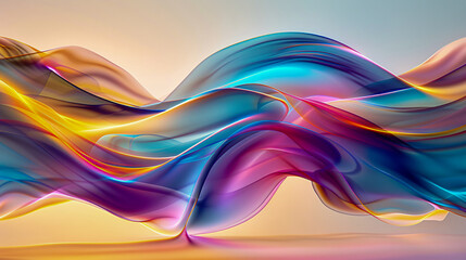 Neon Glow: Trendy Abstraction in Blue and Purple, Showcasing Smooth Waves and Vibrant Colors - obrazy, fototapety, plakaty