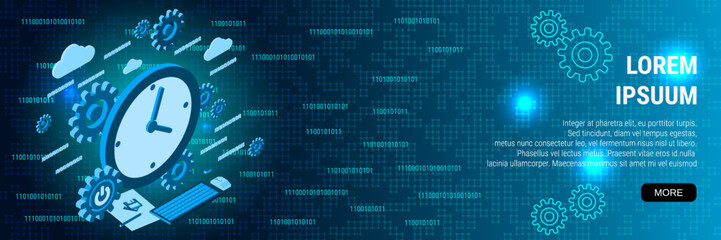 Modern flat design style banner vector design template. Time control concept