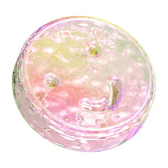 transparent plastic Smiley face iconic glass with Air Bubbles effect, realistic rendering graphic resources , no background. abstract glass molecule structure of liquid or air