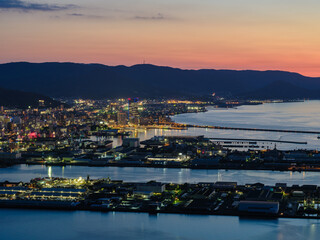 屋島の頂上からみる高松市の風景　夜景　香川県