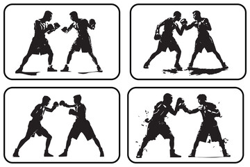 Boxing silhouette vector bundle
