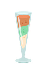 Glass of alcohol cocktail vector illustration. Cartoon summer fresh exotic drink isolated on white background. Celebration with toasts and cheering. Party time