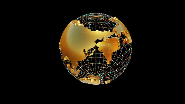 earth globe on black 3D rendering
