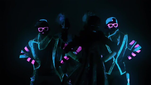 Dance group in neon costumes