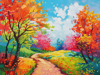 Obraz na płótnie Canvas Colorful Landscape. landscape with trees