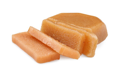 Delicious sweet quince paste and isolated on white