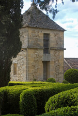 Naklejka premium Buxus sempevirens, Buis, Les jardins suspendus, chateau de Marqueyssac, 24, Dordogne, France