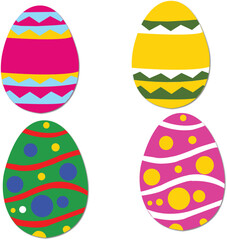 Vector illustration of a set of colored eggs. Spring holiday, Easter.
