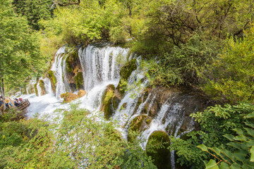 Bonsai beach waterfall in Jiuzhaigou, Sichuan, China