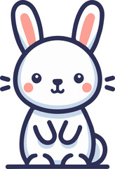 Obraz premium A lovable white cartoon bunny with pink inner ears and a cute expression, designed in a clean, minimalistic style, perfect for friendly themes.