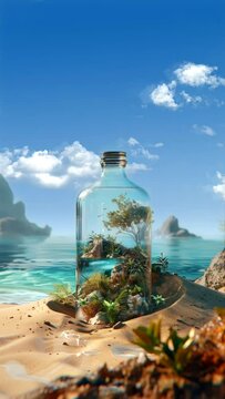 Coastal Bottle Collection: A Captivating View of Bottles Along the Beach