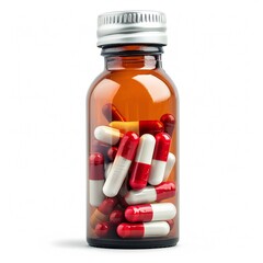 Transparent capsule bottle red spheres design