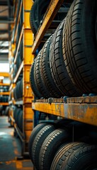 Auto tire storage warehouse with industrial racks