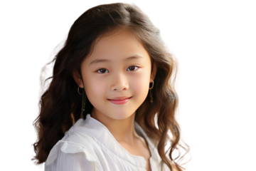 Close-up of young Thai woman smiling with beauty, happiness and youth in studio Isolated on transparent background.