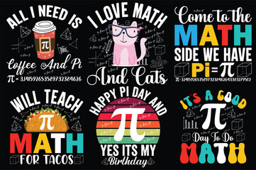 Fototapeta premium Happy Pi Day Retro Vintage Bundle T-shirt design
