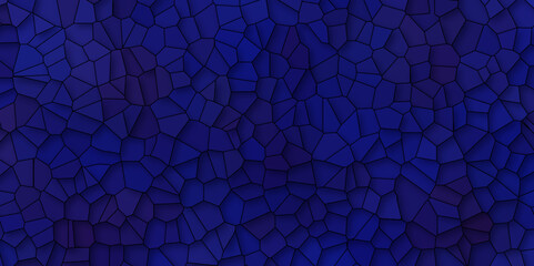 Abstract dark blue broken stained-glass background with black line. geometric seamless pattern with 3d shapes triangle background. colorful low poly crystal mosaic and tiles background pattern.