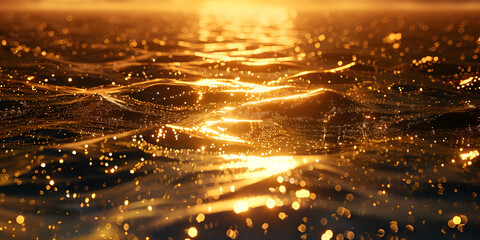  Sunset wave reflects vibrant yellow beauty on tranquil water surface Sunset Glow beautiful background