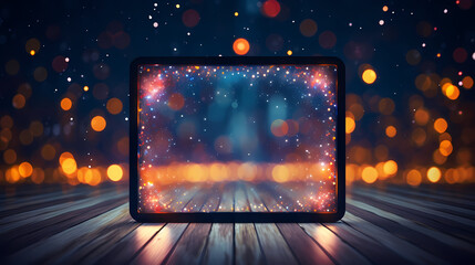 Obraz premium Decorative lights frame, holiday decoration background