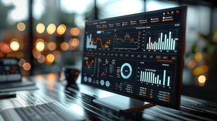 Business results evaluation, The systems to strategic business planning concept, Professional key performance indicator metrics dashboard for sales. Generative AI.