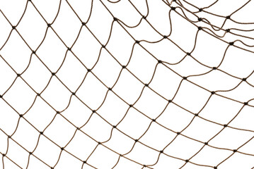 Football or tennis net. Rope mesh on a white background close-up