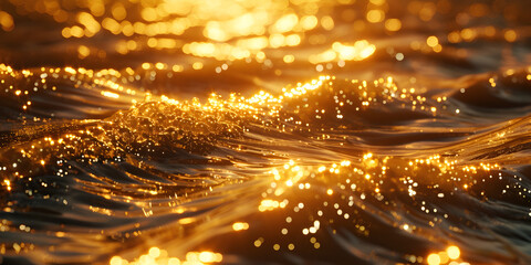 Sunset wave reflects vibrant yellow beauty on tranquil water surface Sunset Glow beautiful background
